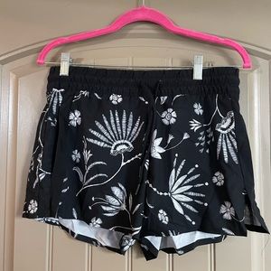 Black Floral Athleta Shorts